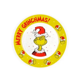 UNITED LABELS Grinch Weihnachtsteller 26,5 cm, Grün, Teller Merry Grinchmas aus Keramik, Plätzchenteller für Weihnachten und Advent, Keksteller