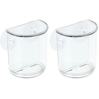 iDesign 20400ES Basic Storage Organizer mit Saugnäpfen, Kunststoff-Aufbewahrungsbecher für Zahnbürsten, Kosmetik und mehr, transparent (Packung mit 2)