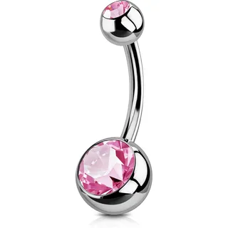 OUFER Bauchnabelpiercing aus massivem Titan, 1,6 mm, 14 g, Grade 23, Titan-Kugel, Doppelkristall, klar