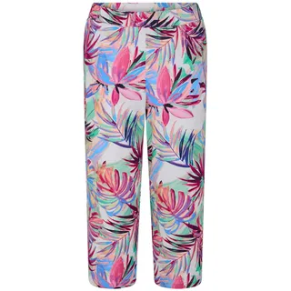 Schlupfhose GOLDNER "Kurzgröße Jerseyhose mit Palmen-Print", Damen, Gr. 23, K-Gr, bunt (bunt, gemustert), Obermaterial: 95% Viskose CV. 5% Elasthan EL., weit, Hosen Schlupfhose, seitliche Eingriffstaschen
