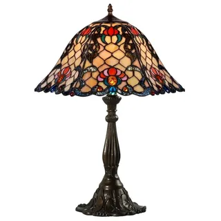 Casa Padrino Tiffany Tischleuchte Mehrfarbig Ø 44,5 x H. 61 cm - Handgefertigte Luxus Tischlampe aus zahlreichen Glas Mosaik Stücken