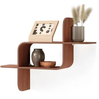 Umbra Montage Schwebendes Wandregal – Regal aus gebogenem Holz, Helle Walnuss – Modernes Wandboard für Wohnzimmer, Schlafzimmer & Büro, Stilvolle Aufbewahrung für Deko, Bücher & Accessoires