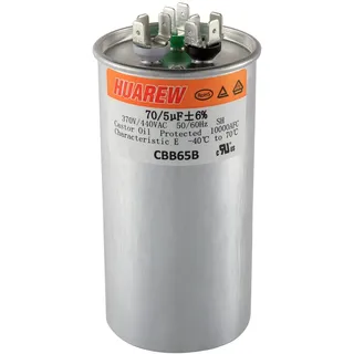 HUAREW 70+5 uF ± 6% 70/5 MFD 370/450 VAC CBB65 Dual Run Start Round Kondensator für Kondensator Gerade Kühl- oder Wärmepumpe, Klimaanlage oder Wechselstrommotor und Lüfterstart