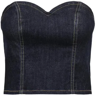 ONLY Damen Onltiki S/L DNM Rinse Corset Gua Top, Dark Blue Denim, XS