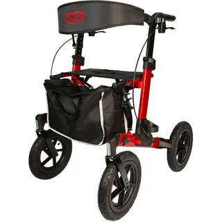 Antar Outdoor Rollator Premium mit Luftbereifung rot