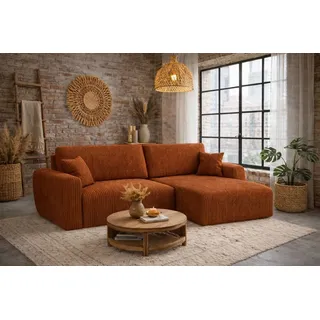 kaiser möbel Ecksofa mit Schlaffunktion, und Bettkasten, Ariel XL, Cordstoff, Stoff Poso, Kupfer, Rechts - Kupfer