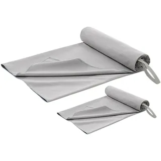 Blumtal Sporthandtuch Folke 180/90 & 80/40 cm, 2er-Set, Grau , Textil , Rechteckig , 90x180 cm , Reach , Heimtextilien, Badtextilien, Handtücher