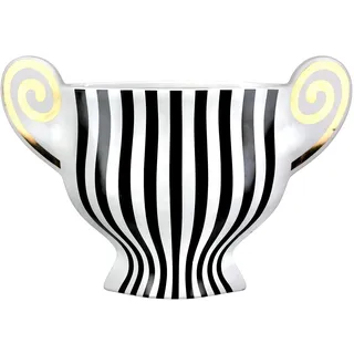 Gilde Vase Anphora - Keramik - gestreift weiß - Höhe 22cm x Breite 33cm - wasserdichte Dekovase