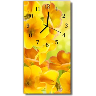 Tulup Glasuhr Wanduhr Küchenuhr Echt-Glas 30x60 Blumen Gelb - Gelb