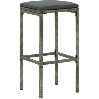 vidaXL Barhocker mit Kissen 2 Stk. Grau Poly Rattan - Grau