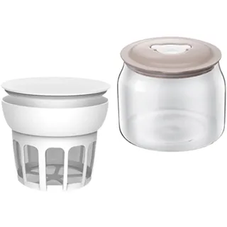 Sharplace Molkeabscheider mit Deckel, Lebensmittelsieb Nussmilchbehälter Glas, Joghurtbereiter