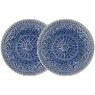 Butlers Platzteller 2er-Set Sumatra 31 cm , Blau , Keramik , 31x3x31 cm , Geschirr, Teller, Speiseteller