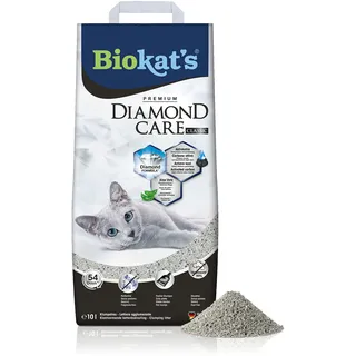 Biokat's Diamond Care Classic Katzenstreu ohne Duft - Feine Klumpstreu aus Bentonit mit Aktivkohle und Aloe Vera - 1 Sack (1 x 10 L)