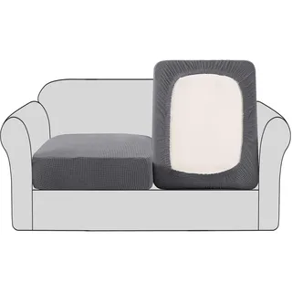 BellaHills Sofa Sitzkissenbezug Stretch Stuhl Schonbezug Spandex Elastic Couch Kissenbezüge Möbelschutz für Sofa Sitzkissen(2 Sitzer Kissen, Grau