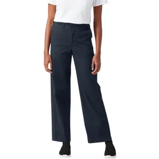 Dickies Damen Twill-Hose mit hohem Bund und weitem Bein, Abgespült Dark Navy, 36