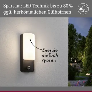 Paulmann Außenwandleuchte Aluminium 93x77mm Bewegungsmelder IP44 anthrazit