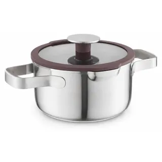BergHOFF Home Kochtopf 24 cm aus Edelstahl mit Glasdeckel, für Induktion und alle Herdarten, backofenfest bis 180 Grad, spülmaschinenfest, Braun Grau - Braun