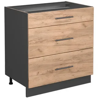 Vicco Schubladenschrank Fame-Line Goldkraft Eiche/Anthrazit 80 x 82 x 51,6 cm Grau