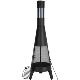 Vevor Gartenkamin, φ508x1495 mm Terrassenofen, konischer Kamin zum Grillen & Wärmen, Aztekenofen für draußen mit Grillgitter, Kaminmantel & rostfreiem Kamindeckel, für Terrasse, Garten, Hinterhof