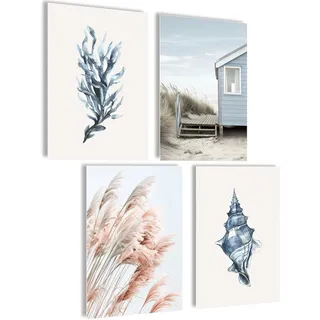 Deko Maritim Bilder Set Poster Natur Strand Muschel Ostsee Deko Nordsee Meer Dune Poster beige Meer Maritime Landschaft