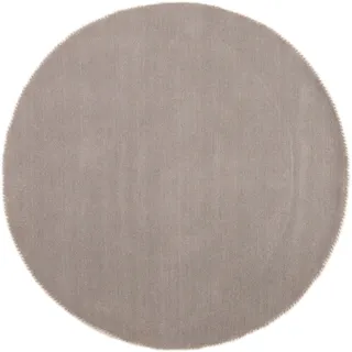 carpetfine Gabbeh Lola Uni Wollteppich Ø 150 cm Hellgrau