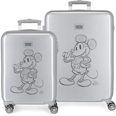 Disney Mickey 100 Kofferset Grau 55/68 cm Starres ABS Seitenkombinationsschloss 104L 6 kg 4 Doppelrollen Handgepäck