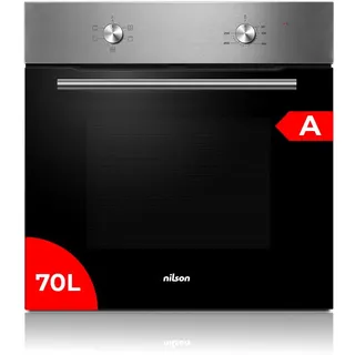Nilson Horno Multifunción Básico Inox NH4700EX. Capacidad 70 Litros, 2100 W, 4 Programas, Interior Esmaltado, Fácil Limpieza, Eficiencia Energética Clase A