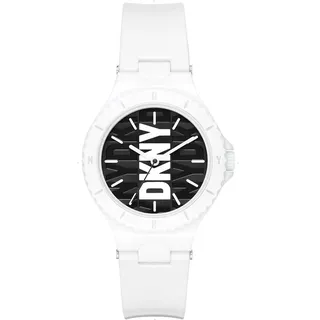 DKNY Damenuhren Chambers, QuarzDreizeiger Uhrwerk, 36MM Weißes Nylongehäuse mit PolyurethanArmband, NY6657