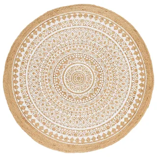 Linea Natura Juteteppich , Naturfarben, Weiß , Textil , Mandala , rund , AZO-frei , leicht zusammenrollbar , Teppiche und Böden, Teppiche, Runde Teppiche