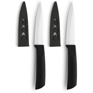 Amefa 0393CEZM76117 AUENTHAL Keramikmesser, extrem scharf, ergonomischer Griff, inkl. Klingenschutz, Schälmesser, Küchenmesser, Keramik, Kunststoff, Weiß, 10 cm Klingenlänge (Packung mit 2)