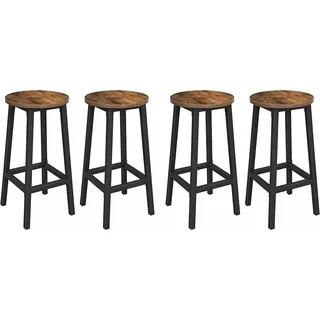 In And OutdoorMatch Luxus Barhocker Jacinthe - 4er Set - Barhocker ohne Rückenlehne - Industrial - Schwarz