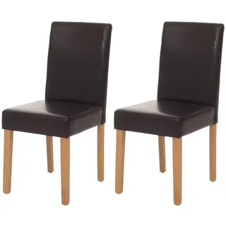 MCW Esszimmerstuhl Stuhl Küchenstuhl Littau Leder, braun, helle Beine