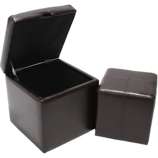 2er Set Hocker Sitzwürfel Sitzhocker Aufbewahrungsbox Onex, Leder + Kunstleder, 45x44x44cm MVG-zerti