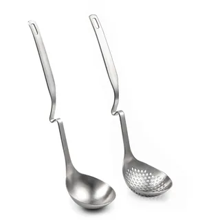 IMEEA Schöpflöffel Schaumlöffel SUS304 Edelstahl Suppenkelle Schaumkelle für Kochen Hotpot Feuertopf 31cm (2-Stück)