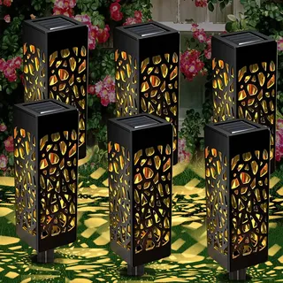 Chedin Solarlampen für Außen Garten,6 StüCk Wasserdicht Solarleuchten für Außen, Auto EIN/AUS Led Solar Fackeln beleuchtung Gartenleuchten, Balkon,Gärten,Pfad, Rasenflächen