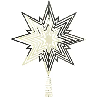 Weihnachtsbaumspitze Sternsilhouetten Goldfarben 33 cm - Metall - Schwarz, Gold
