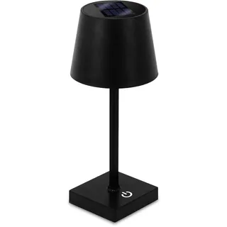 Spetebo LED Solar Akku Touch Leuchte warm weiß - 26 x 11 cm - Garten Kunststoff Tischlampe in schwarz - Garten Deko Beleuchtung für Terrasse Balkon Lampe dimmbar zum Hinstellen