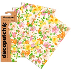 Decopatch Papier No. 776 (bunt Blumen Aquarelle, 395 x 298 mm) 3er Pack
