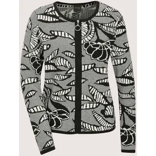 MADELEINE Strickjacke "Strickblazer Elegante Jacke im Jacquard-Feinstrick, Musterung" Jaquard-Print, schwarz, weiß