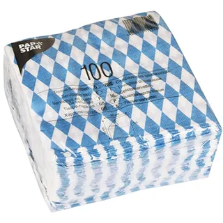 Papstar Servietten / Tissueservietten bayrisch blau (100 Stück) 1-lagig, 1/4-Falz, 33 x 33 cm, für Gastronomie oder Feste, für bayrische Spezialitäten, #11121