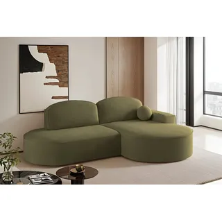 kaiser möbel Ecksofa mit Schlaffunktion und Bettkasten Modena Runden stoff Salvador Olive Rechts - Olive
