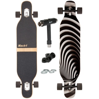 Camber Longboard mit Keramik Kugellager in Flex1 Drop Through Cruiser Freeride Skaten Komplettboard mit T-Tool