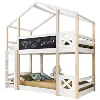 Okwish Etagenbett Baumhaus 90/200 cm mit Leiter in Weiß , Holz , 90x200 cm , Babymöbel & Kindermöbel, Kinderzimmer & Jugendzimmer, Stockbetten