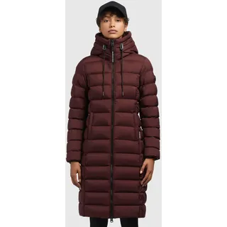 khujo Steppmantel "AETHE" knielanger Schnitt, mit Kapuze, hochschließender Kragen, aus Polyester, raisin wine