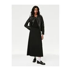 Womens M&S Collection Jupe midaxi plissée en jersey - Black, Black - 10-LNG