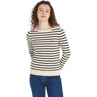 Tommy Hilfiger Damen Pullover Co Jersey Stitch Boat-Nk Sweater Strickpullover, Mehrfarbig (Breton Stp/ Calico/ Desert Sky), XXXL