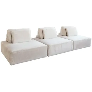 Kawola Modulsofa Wiolo Soft 3 Module 3 Kissen Cremeweiß Cord , Textil , Echtholz , Füllung: Schaumstoff , 333x84x111 cm , Wohnzimmer, Sofas & Couches, Sofas