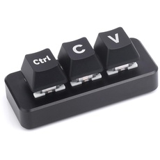 Waveshare Ctrl C/V Shortcut Keyboard for Programmers, 3-Key Keyboard, Adopts RP2040 Microcontroller Chip, Programmable Key Function, Dual Type-C Ports, Plug and Play without Driver-Plus Version