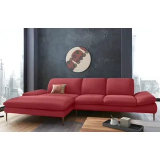 W.SCHILLIG Ecksofa "enjoy&MORE, Designsofa, bequem, elegant und zeitlos, L-Form" Sitztiefenverstellung, Füße bronze pulverbeschichtet, Breite 340 cm, ruby rot z59