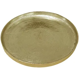 Ambia Home Kerzenteller , Goldfarben , Metall , Uni , rund , Lfgb, Handmade in India , handgemacht , Dekoration, Kerzen & Kerzenhalter, Teelichthalter